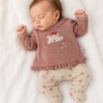 Conjunto bebé menina rosa velho com raposa