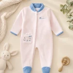 Pijama Babygrow Rosa com Gatinha