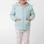 Conjunto Infantil com Casaco Verde Água e Leggings Florais