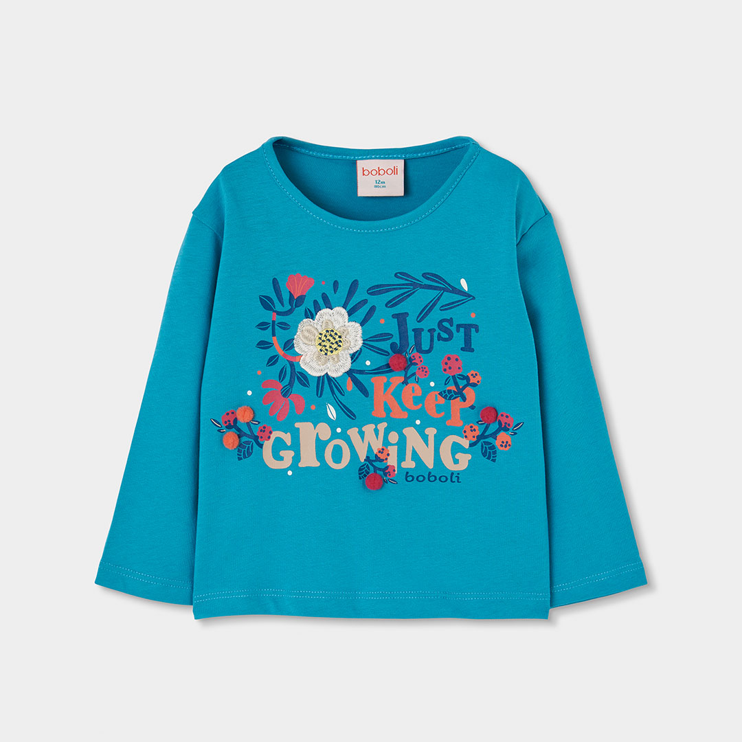 3140754638_a Camisola Manga Comprida Azul “Just Keep Growing” – Boboli - Image 1