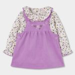 Vestido Jardineira Lilás com Blusa Floral – Boboli