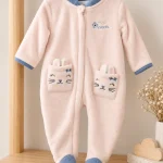 Pijama Babygrow Rosa com Gatinha